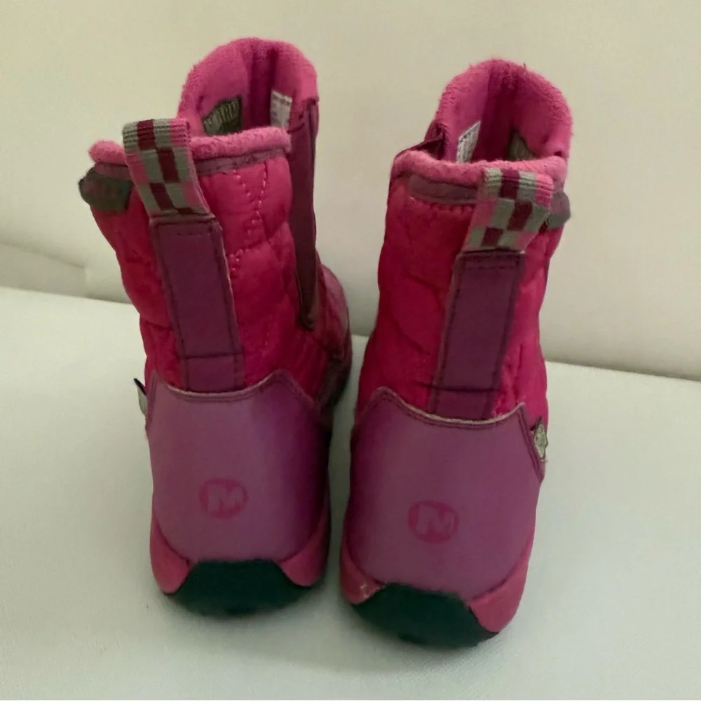 Merrell Girls Snow Boots 3.5 Pink Jungle Moc II Water Resistant 200g Suede Quilt